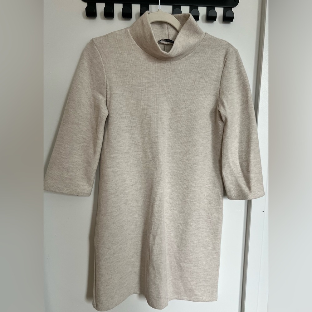 Zara tan sweater dress with cowl neck